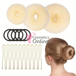 Set de bureti pentru coc rotunzi KAB001 Blond deschis cu 100 Ace metalice Aurii si elastice 